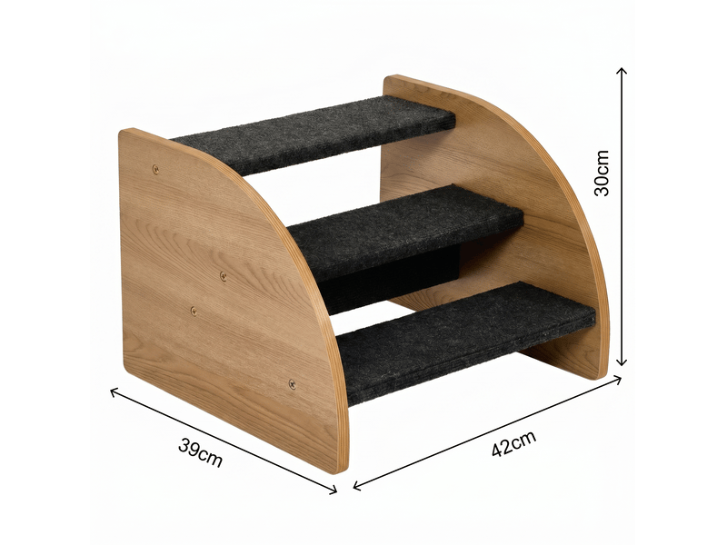  Escalier 3 marches pour félins 42x39x30 cm – gris – accès antidérapant au lit, canapé ou fenêtre facile  - Conforama C