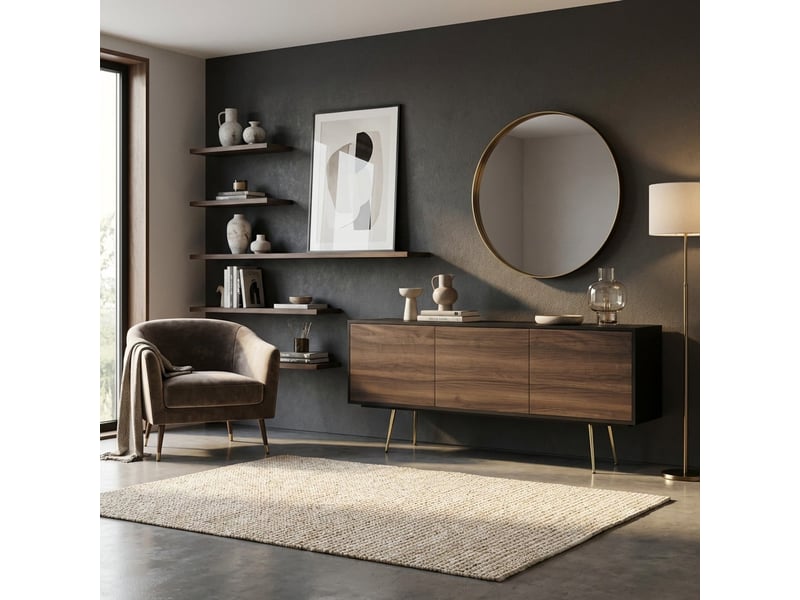 Buffet moderne avec 3 portes sayen - marron - noir  - Conforama B