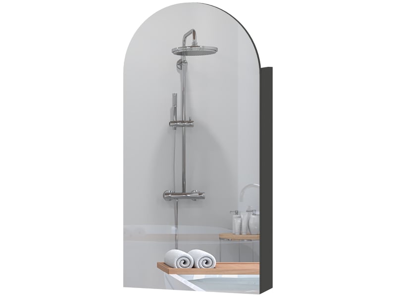  Armoire de toilette murale avec miroir arqué 3 étagères noir 40 x 12 x 80 cm  - Conforama B