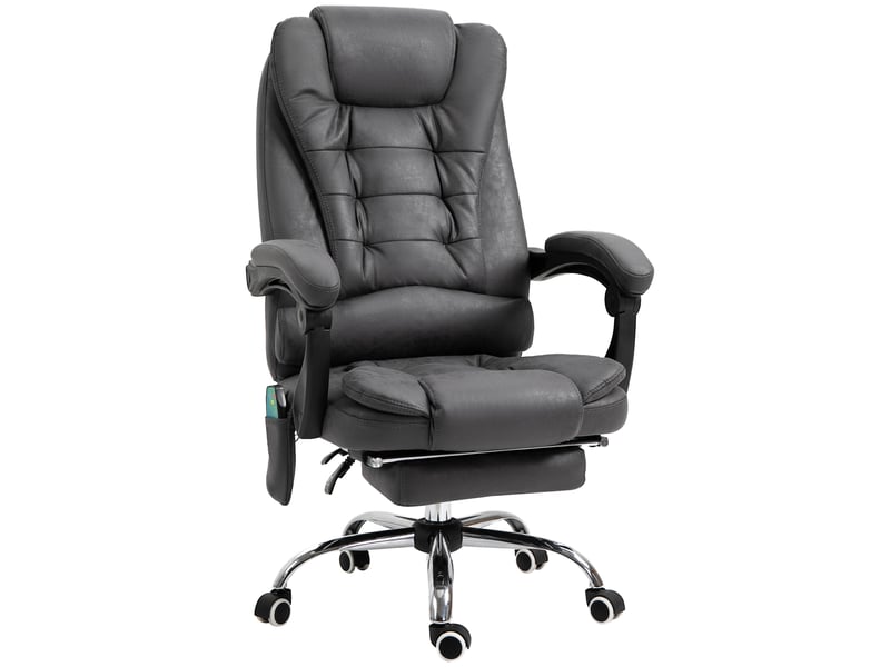  Fauteuil de bureau inclinable et massant avec fonction chauffante et hauteur réglable, gris  - Conforama A