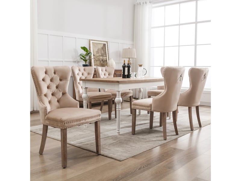  Chaise de salle à manger en velours avec pieds réglables beige chicfurn  - Conforama D