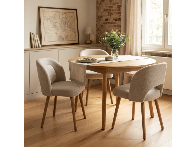  Lot de 2 chaises de salle à manger 46 x 46 x 77,5 cm beige, bois d'hévéa, dossier ergonomique  - Conforama B