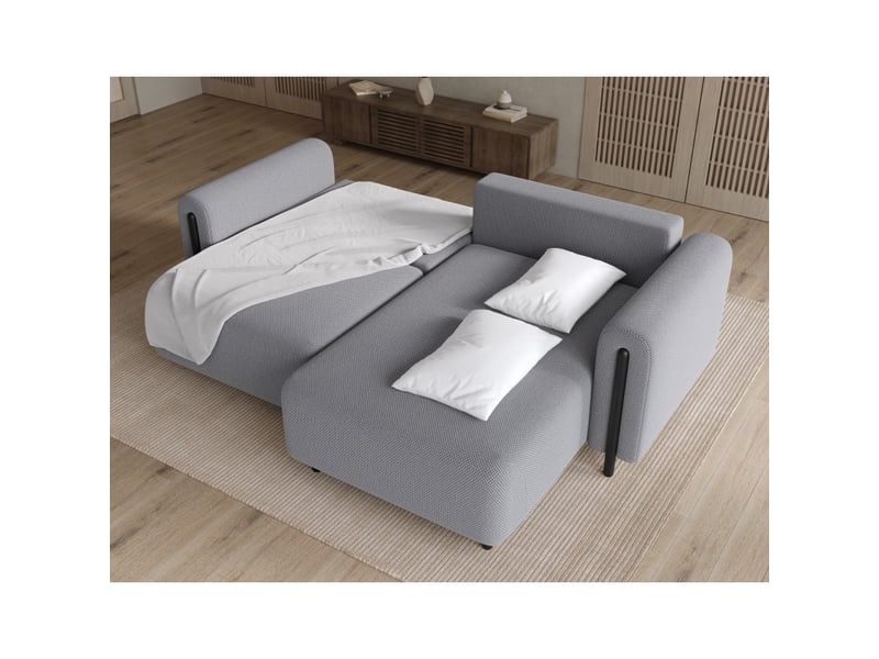 Canapé d'angle convertible arvessa gris clair nid d'abeille – angle droit  - Conforama D
