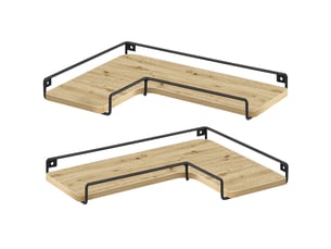 Lot de 2 étagères d'angle oskar en chêne et acier
