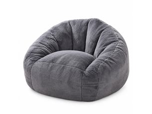 Pouf poire petit format enfant 75 x 70 x 52 cm gris clair, fausse fourrure douce, fauteuil lounge sans montage
