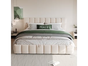Lit coffre 140x190 cm <strong></strong>  <strong></strong> coloris beige