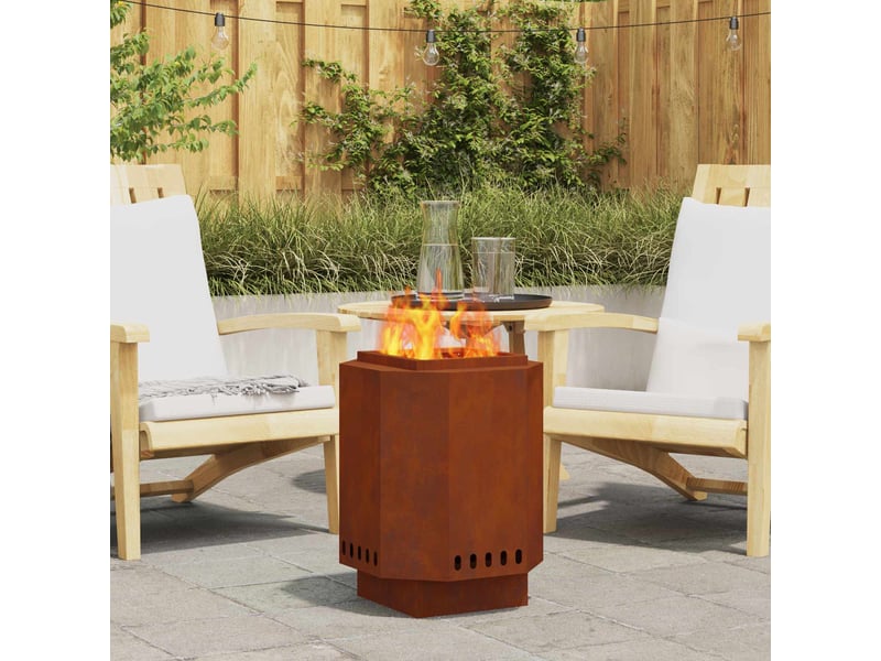  Brasero exterieur, foyer sans fumée rouillé 38x38x51 cm acier patiné shl88937  - Conforama B