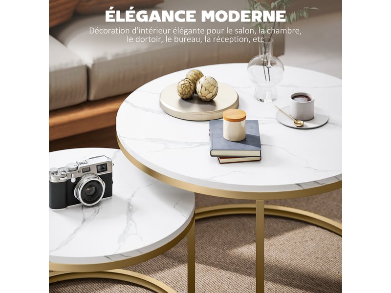  Lot de 2 tables basses gigognes encastrables  - Conforama D