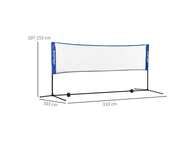 Filet de badminton réglable en hauteur (107-155cm), filet de tennis portable avec sac pour extérieur - Conforama C
