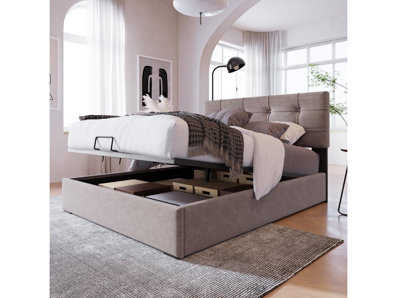 Lit Enfant 90x190 Cm Avec Tête De Lit LED Réglable – Velours Rose – Sans Matelas – OKMYHOME