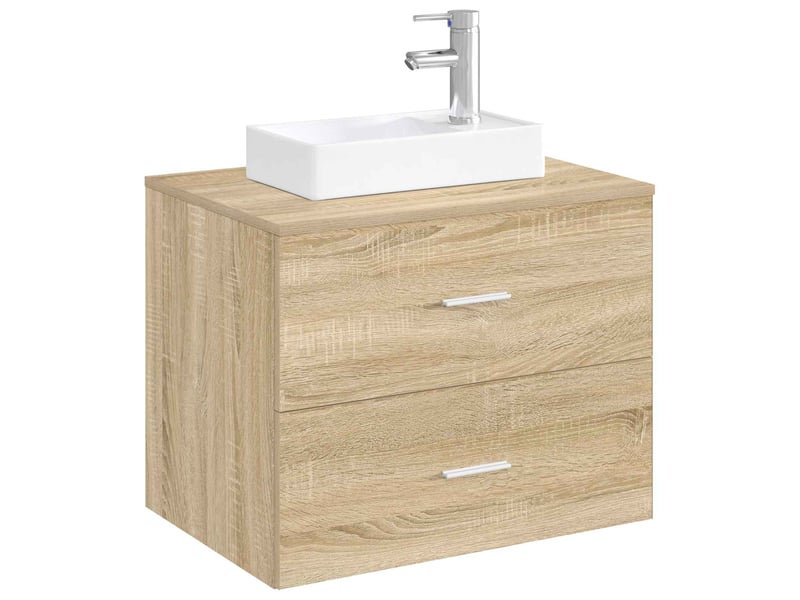  Lavabo de salle de bain avec robinet et évacuation chrome shl8560  - Conforama C