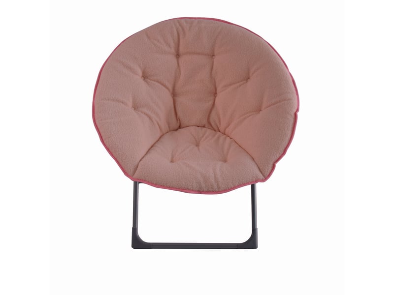  Chaise pliante - chaise papasan avec dossier rembourré et structure métal - 53x58x85 cm rose  - Conforama A