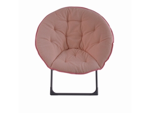Chaise pliante - chaise papasan avec dossier rembourré et structure métal - 53x58x85 cm rose