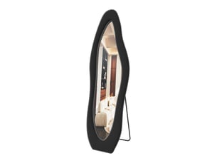 Miroir sur pied 160x50 cm noir,miroir décoratif ,ondulé irrégulier,grand miroir mural avec cadre en flanelle