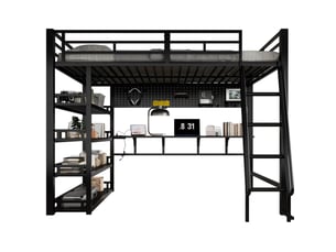 Lit mezzanine 140x200 cm <strong>OKWISH</strong>  <strong></strong> coloris noir