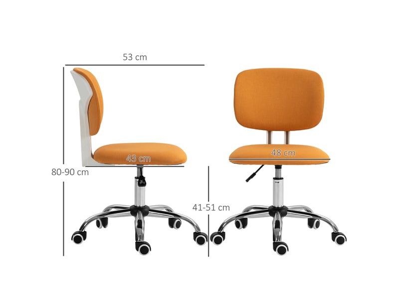  Fauteuil de bureau pivotant en tissu hauteur réglable charge 120 kg 48x53x80-90 cm orange  - Conforama C
