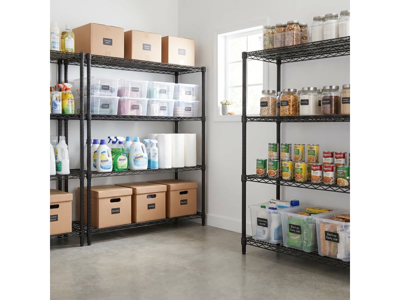 Rayonnage métallique autoportant - 4 niveaux réglables, acier carbone robuste, cuisinecavecelliergarage l 150 x l 45 x h 150 cm PHK_3ARPY7SN - Conforama B