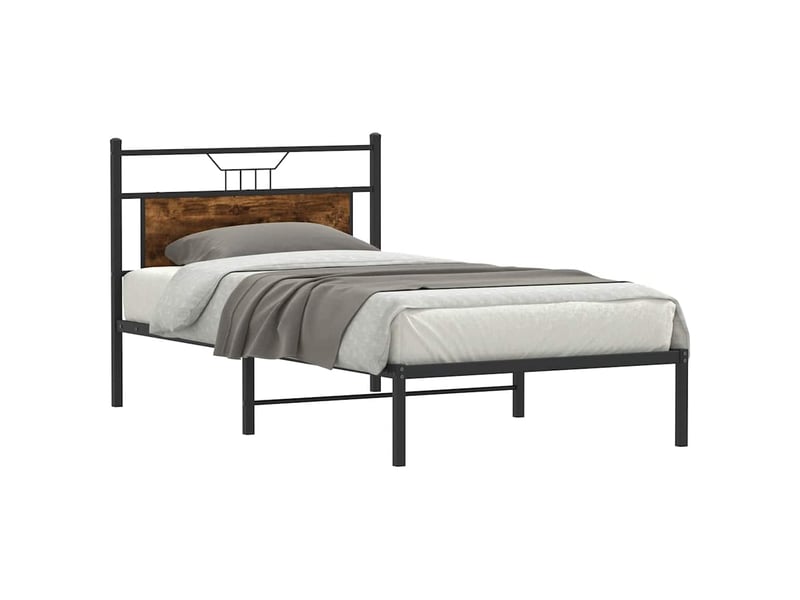  Lit simple- lit adulte -  cadre de lit sans matelas chêne fumé 100x200 cm bois ingénierie  - Conforama B