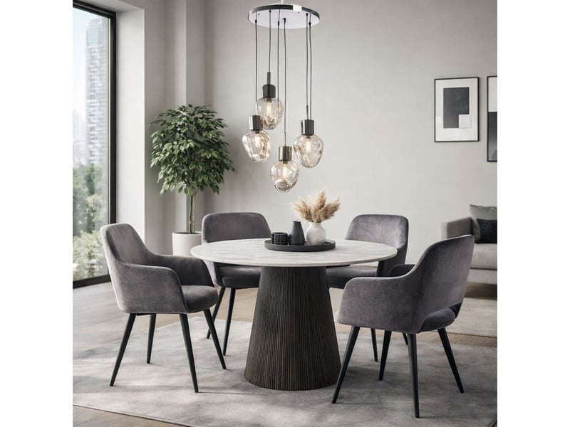 ensemble table et 4 chaises francisco glenn gris kare design  - Conforama B
