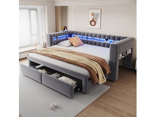 Lit extensible 90x190 cm <strong>MODENVIE</strong>  <strong></strong> coloris gris
