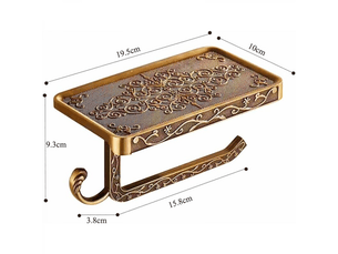 Porte-papier toilette mural 2 en 1 style vintage, bronze antique