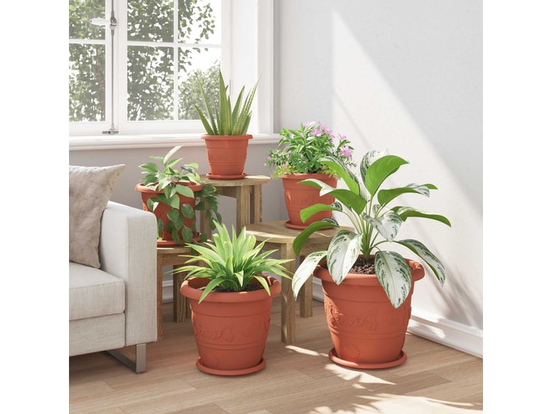  Jardinière - pots de plantes 24 pcs rouge brique ø 34 x 28 cm plastique  - Conforama D