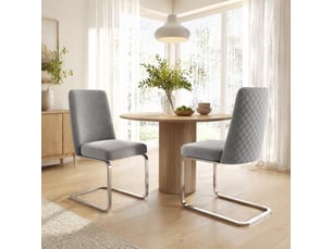 Chaise de salle à manger ulevr lot de 2, dossier à motif losange, hauteur 88 cm, assise 41,5 cm, velours et métal, gris et argent