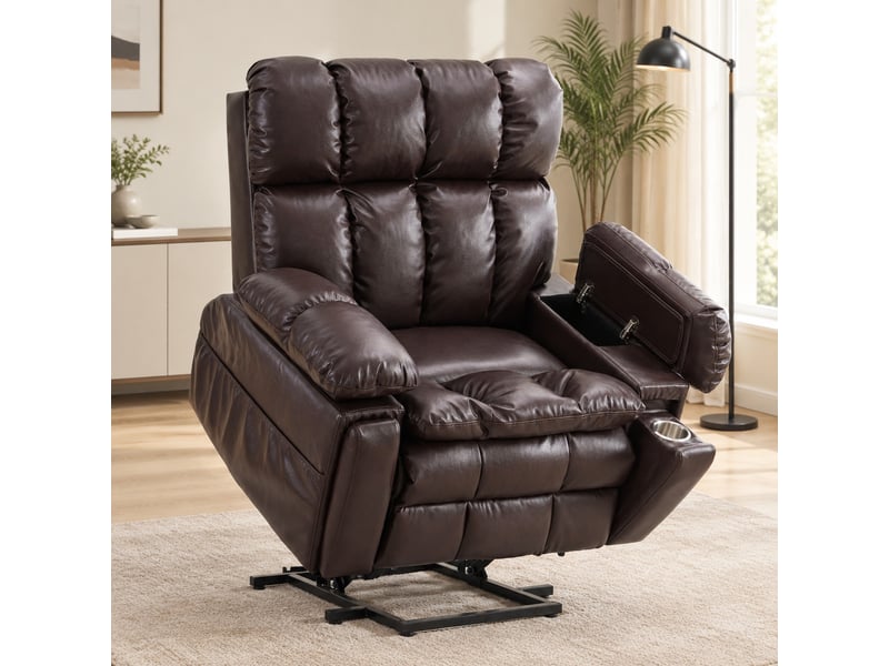Fauteuil relax électrique releveur avec massage et chauffage marron evryae - Conforama D