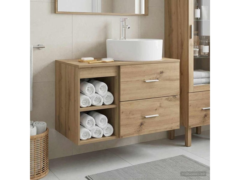  Ensemble de mobilier de salle de bain 2 pcs chêne artisanal shl1733  - Conforama B