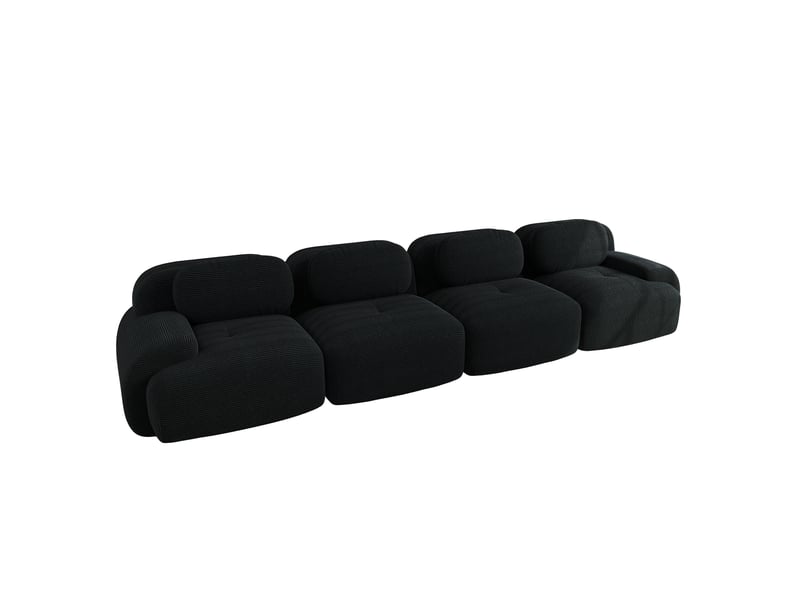  Canapé modulaire 4 places en velours côtelé avec assise 32d, structure sans cadre et base antidérapante, noir  - Conforama A