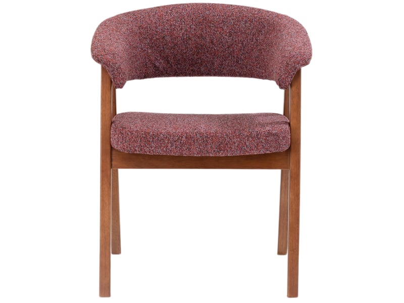 Selsey nux - chaise de salle à manger en bois avec accoudoirs - 61 cm - bouclé bordeaux avec pieds noyer Nux - Conforama C