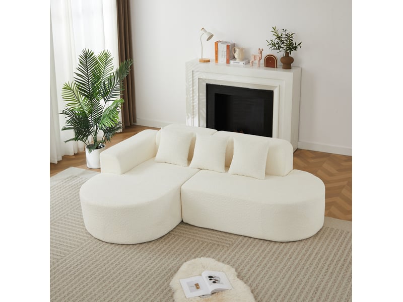  Canapé d'angle 3 places 222x157x73 cm avec méridienne gauche beige  - Conforama B