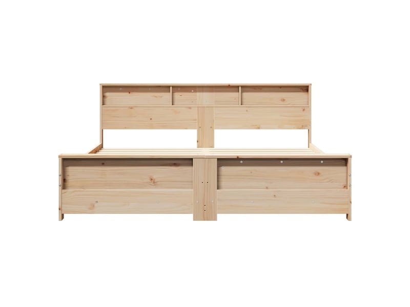  Lit double- lit adulte -  cadre de lit avec étagère marron 180 x 200 cm pin massif  - Conforama D