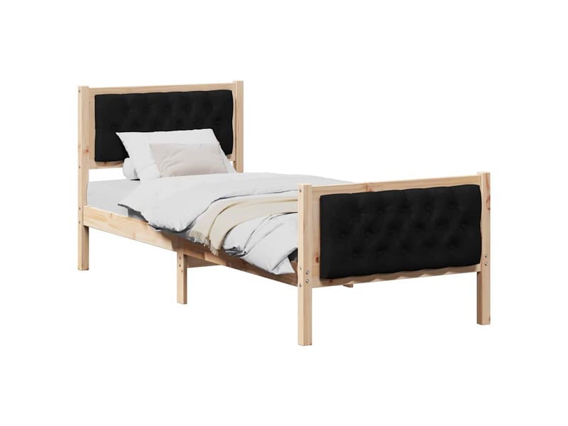  Lit simple- lit adulte -  cadre de lit avec tête de lit noir 80 x 200 cm pin massif  - Conforama B