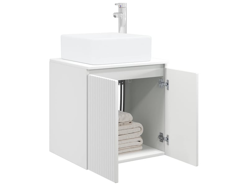  Vanité de lavabo mural, meuble de rangement blanc 53x35x63 cm bois d'ingénierie  - Conforama C