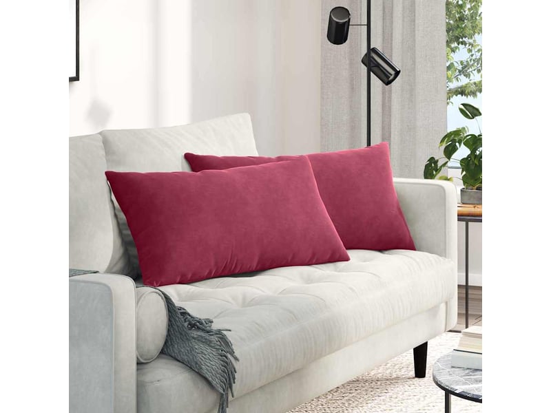  Lot de 2 coussins de canapé, coussins décoratifs bordeaux 80 x 40 cm cf59034  - Conforama B