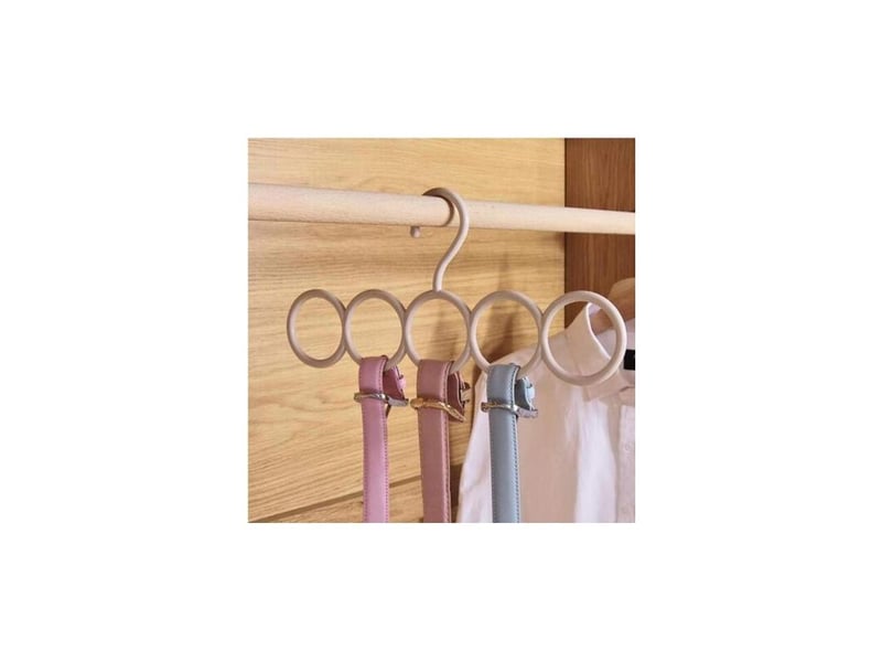  Bunthaus 5pc écharpe cintre avec 5 anneaux, tie rack ceinture hanger, hanging écharpe organisateur pour armoire salle de bains  - Conforama B