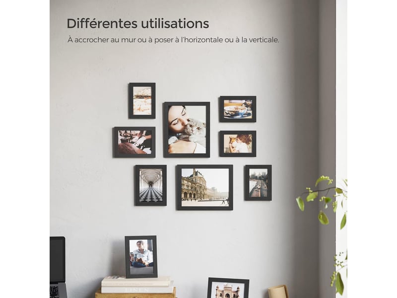  Cadres photo lot de 10 mdf noir d'encre  - Conforama C