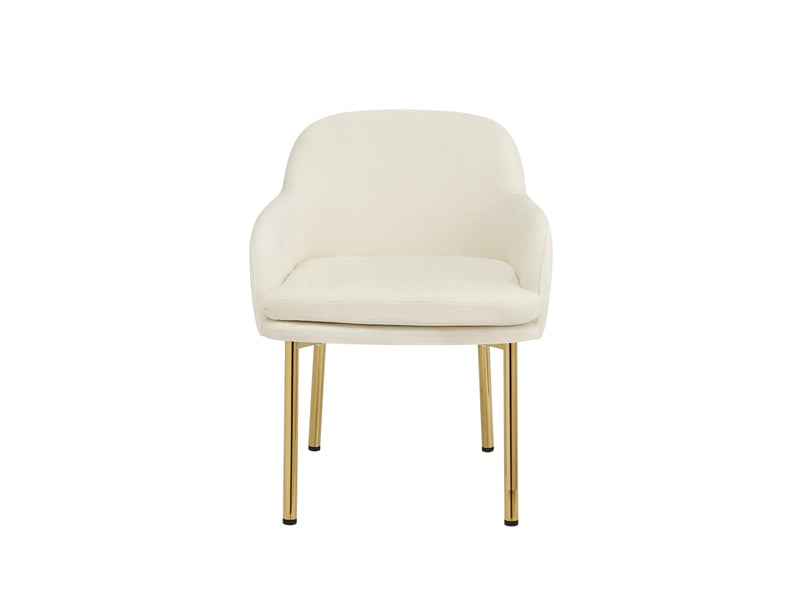Lot de 4 chaises de salle à manger, design moderne, dossier ergonomique, tissu polyester, blanc - Conforama D