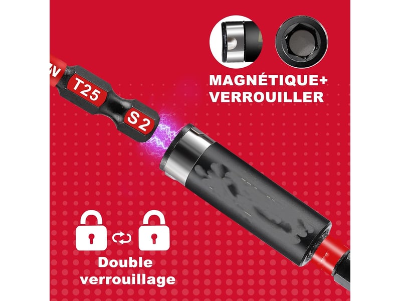 Embouts de vissage aux chocs , embout magnétique pour visseuse tournevis tige hexagonale 14 41 pièces - Conforama E
