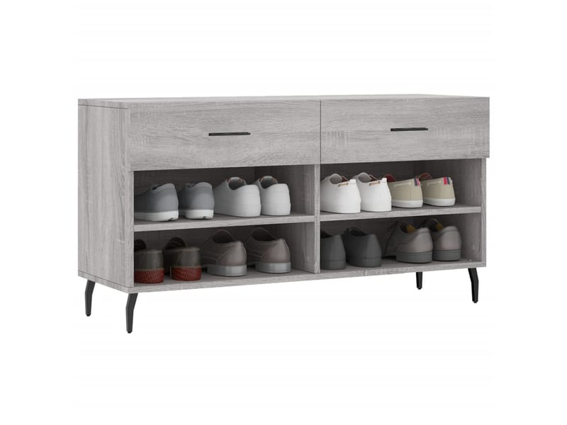  Banc à chaussures, meuble à chaussures sonoma gris 102x35x55 cm bois d'ingénierie shl6423  - Conforama C