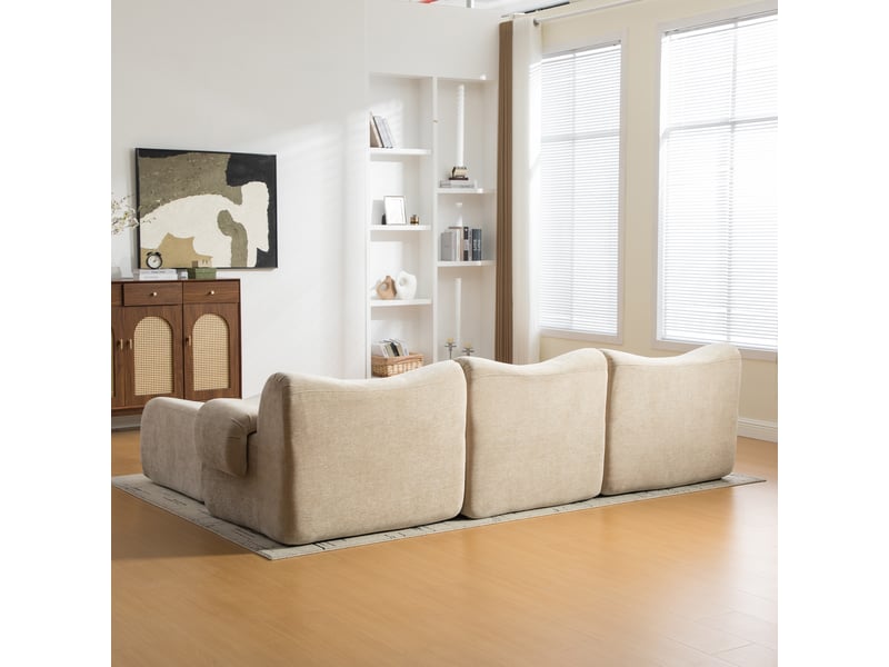  Canapé modulable en chenille compressé 3 places - sans montage, confort moelleux  - Conforama E
