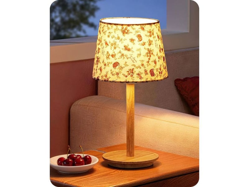  Lampe de chevet french bloom bois massif tissu floral 2700k e27 370618_AACPI14352_6_DROPFR - Conforama A