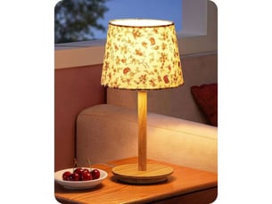 Lampe de chevet french bloom bois massif tissu floral 2700k e27