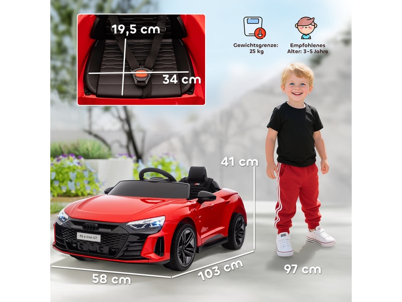  Voiture électrique pour enfants, sous licence audi, avec ceinture de sécurité, télécommande, phares, rouge et noir, 103 x 58 x 41 cm  - Conforama E