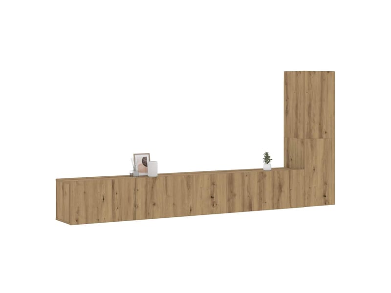  Lot de 3 meuble tv mural, meuble tv suspendu chêne artisanal bois d'ingénierie shl82206  - Conforama B