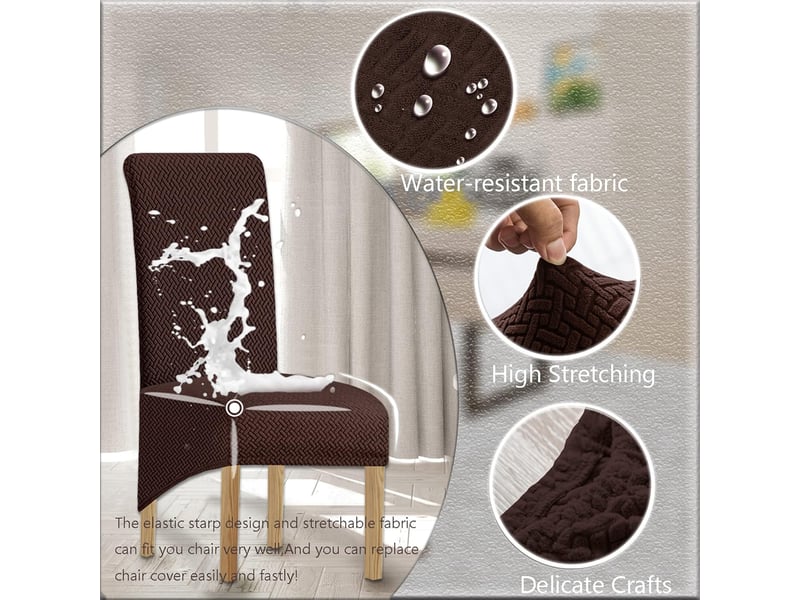  Lot de 2 housse de chaise - grandes housses de chaises de salle à manger imperméables et élastiques en jacquard noircafé, lot de 2 XLH-ZLS-009383MF - Conforama C