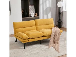 Canapé droit convertible KORFEE 2 places Tissu jaune