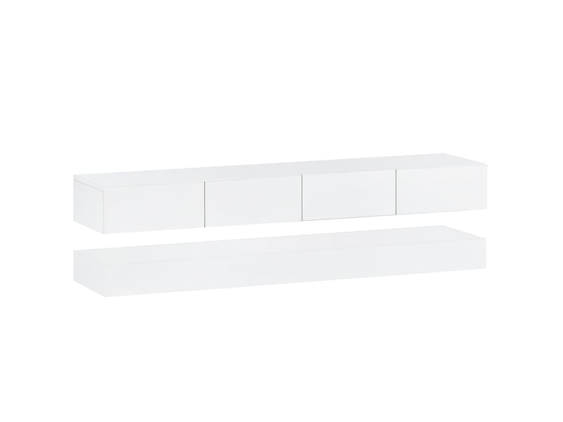  Meuble tv mural led 130 x 33 cm, 4 tiroirs, pour téléviseur jusqu’à 55 pouces, blanc  - Conforama A