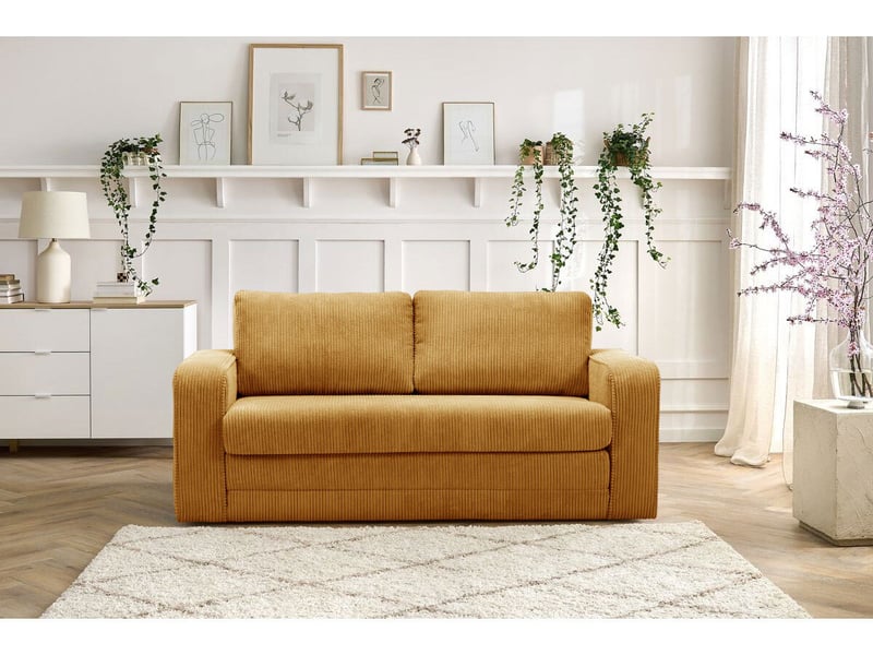  Bobochic canapé droit convertible déplimousse come velours côtelé jaune COME - Conforama C